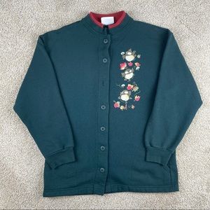 Vintage birds fall button down crewneck sweatshirt